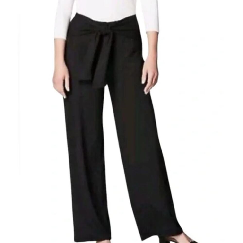 J. Jill Black Straight-Leg Pants with Front Tie